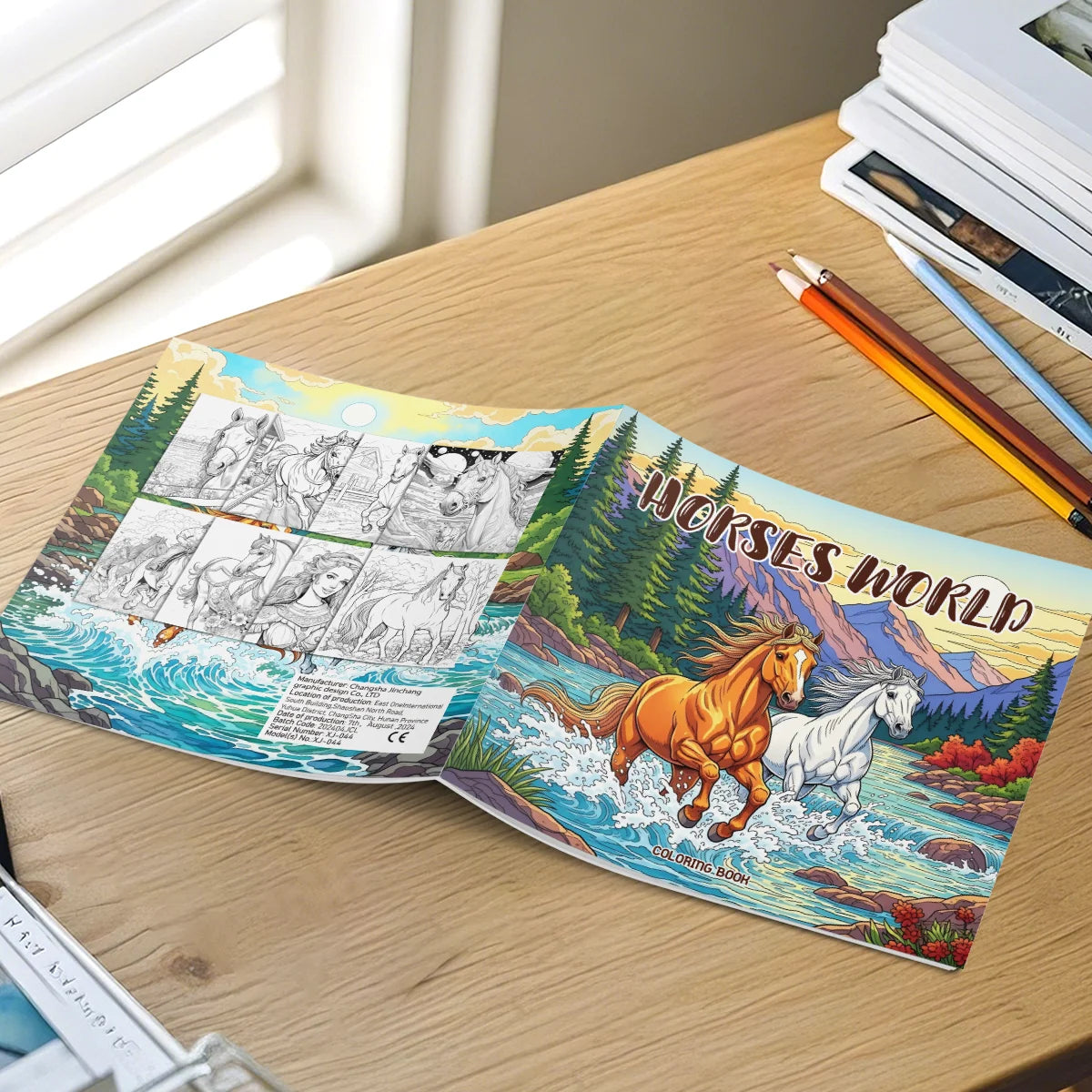 Adult Coloring Book HORSES WORLD Bold-Easy Patterns Cute Horse-Themed Drawings Perfect Gift for Party Or Birthday