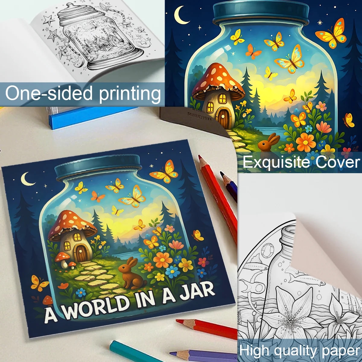 A WORLDIN A JAR : Coloring Book for Adults Featuring Cute Cozy Daily Activities for Relaxation (Cozy Spaces Coloring)