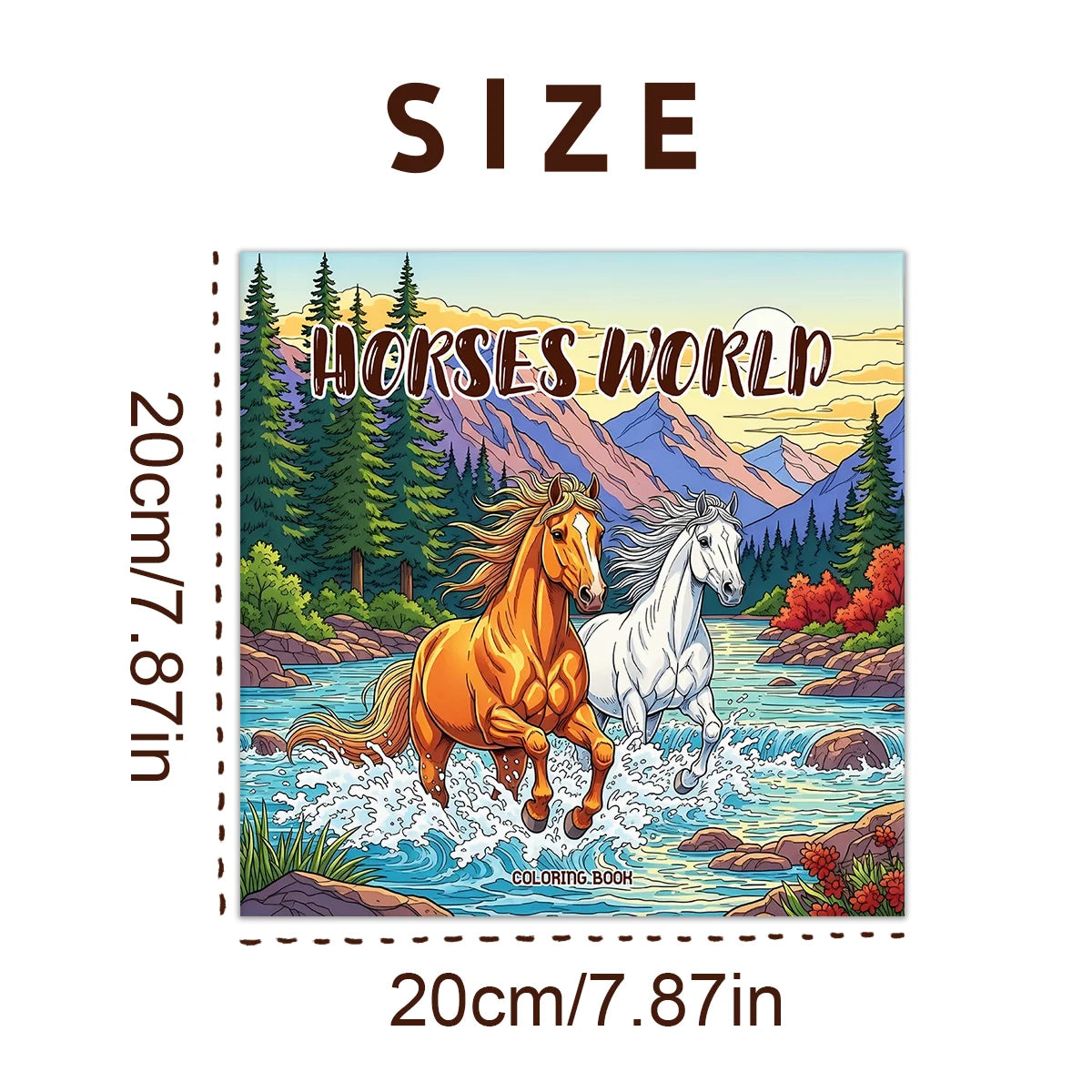 Adult Coloring Book HORSES WORLD Bold-Easy Patterns Cute Horse-Themed Drawings Perfect Gift for Party Or Birthday