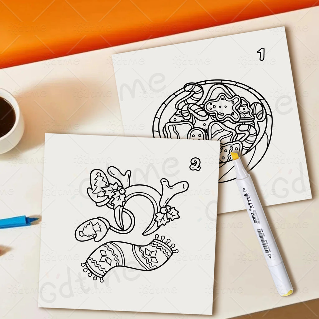 ADVENT CALENIDAR Coloring Book for Adults And Teens 25 pages Christmas Gifts Educational Graffiti Painting Book Drawing ﻿