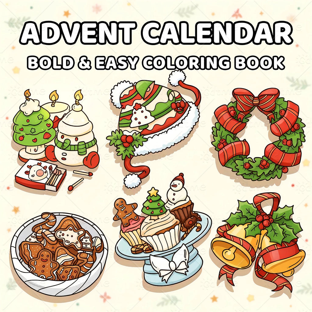 ADVENT CALENIDAR Coloring Book for Adults And Teens 25 pages Christmas Gifts Educational Graffiti Painting Book Drawing ﻿