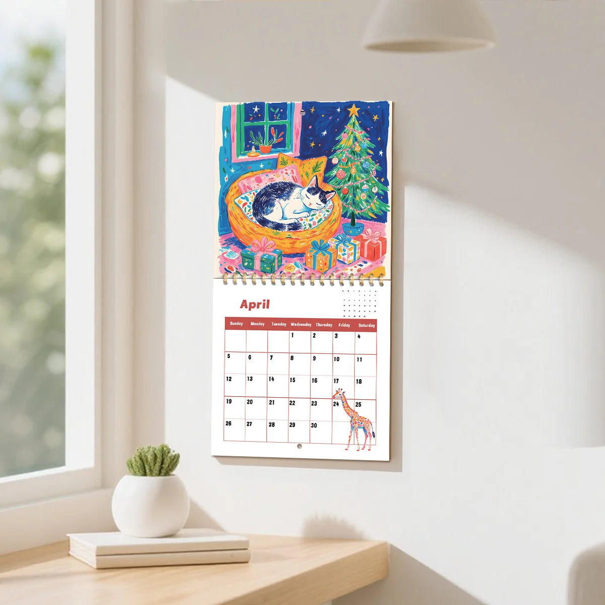 12 Month 2026 Calendar Square Daily Weekly Monthly Planner Fantastic Colors Wall Calendar Cartoon Animal Calendar Home Decor ﻿