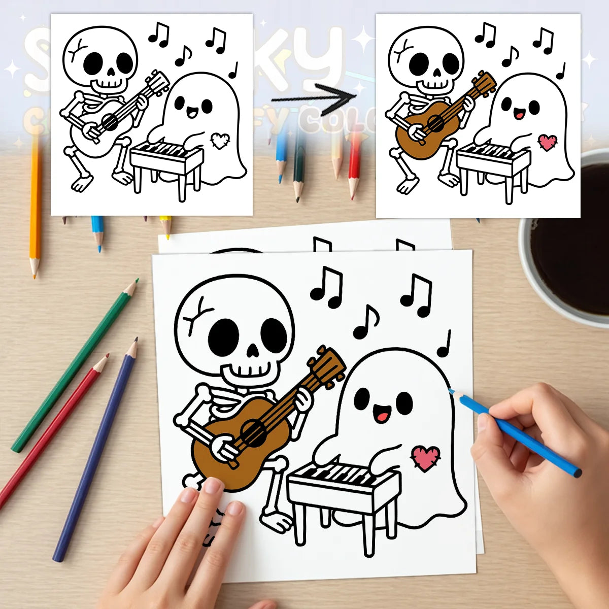1pc SPOOKY CUTE Bold-easy Patterns Coloring Book for Adults And Teens Cute Drawing Book Perfect Gift for Party and Birthday