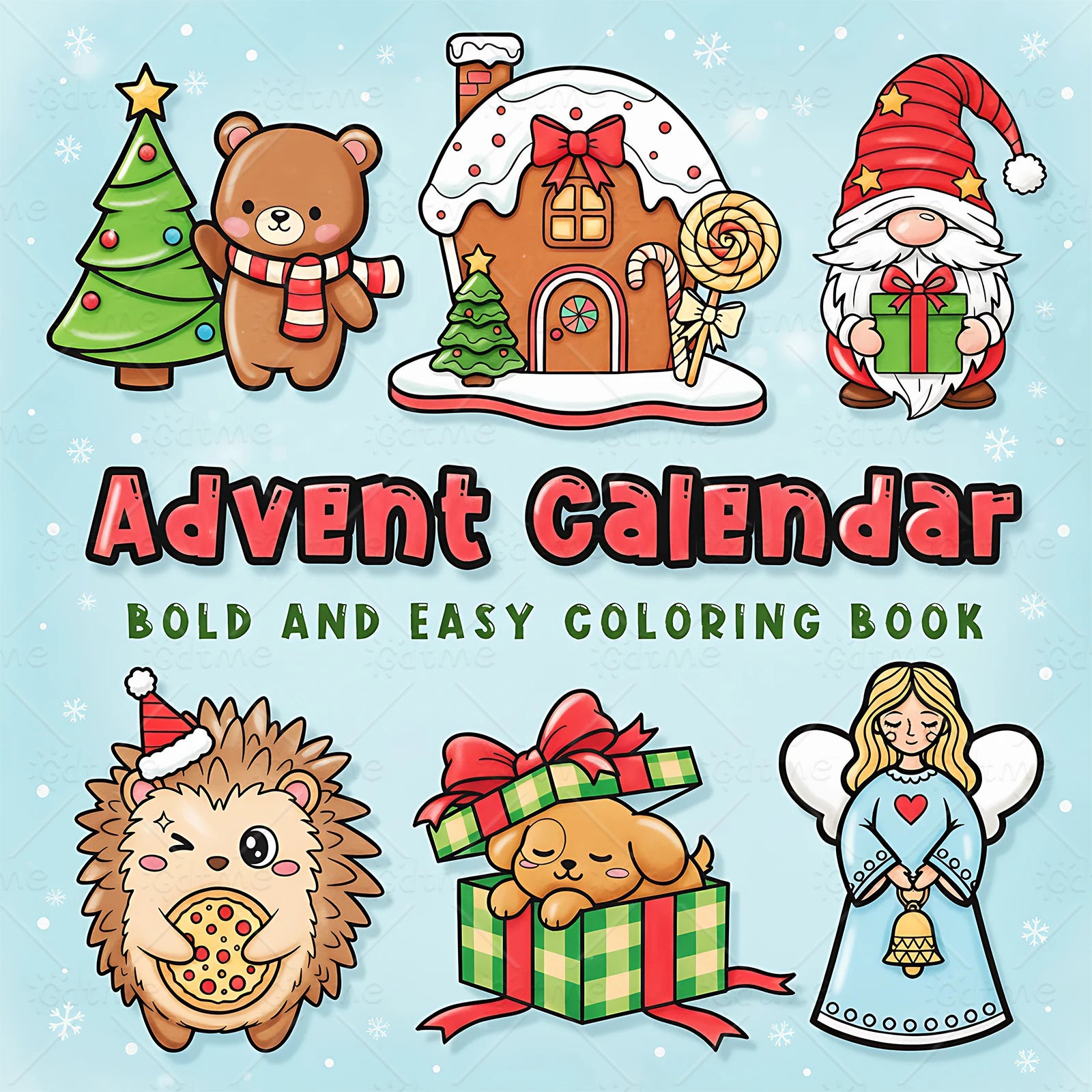 25 DAYSOFF CHRSITMAS Bold-easy Patterns Coloring Book for Adults Cute Drawing Book Perfect Gift for Party and Birthday