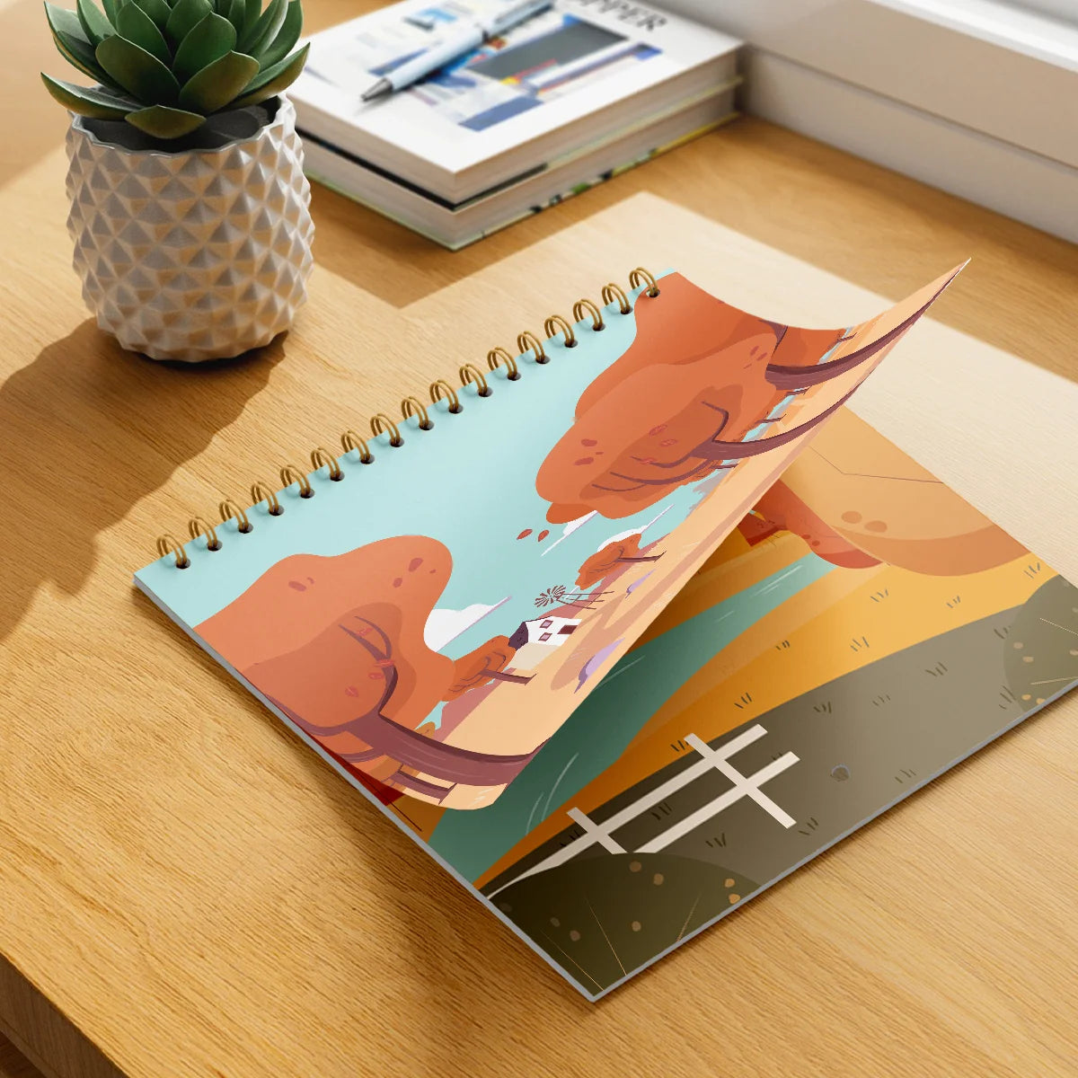 1pc Simple 2026 Desk Calendar Durable Metal Ring Binding Vertical Flip Desktop Desk Calendar 20 * 20cm