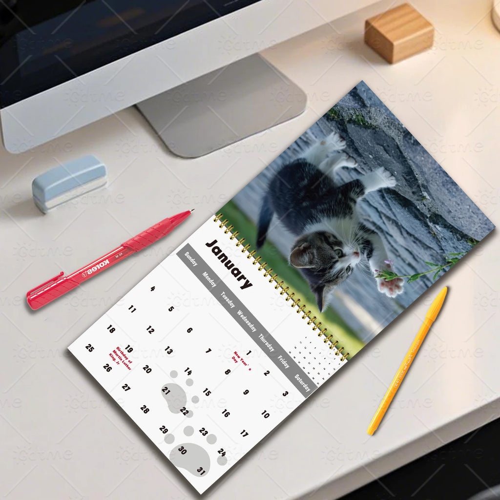 ADORABLE IITTENS CALENDAR Planner with Monthly Layouts - January to December, Birthday & Holiday Gift ,Christmas, Halloween