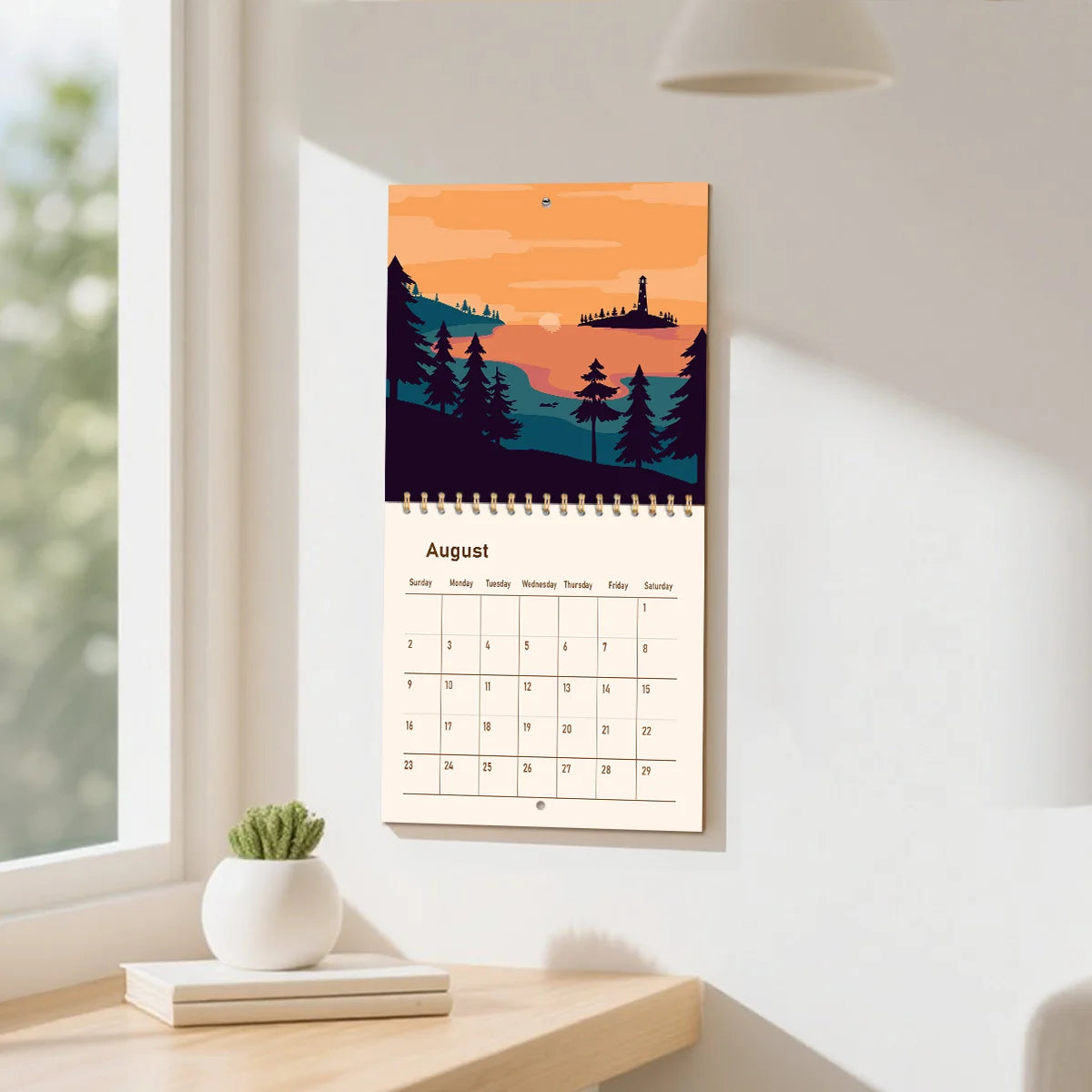 1pc Simple 2026 Desk Calendar Durable Metal Ring Binding Vertical Flip Desktop Desk Calendar 20 * 20cm