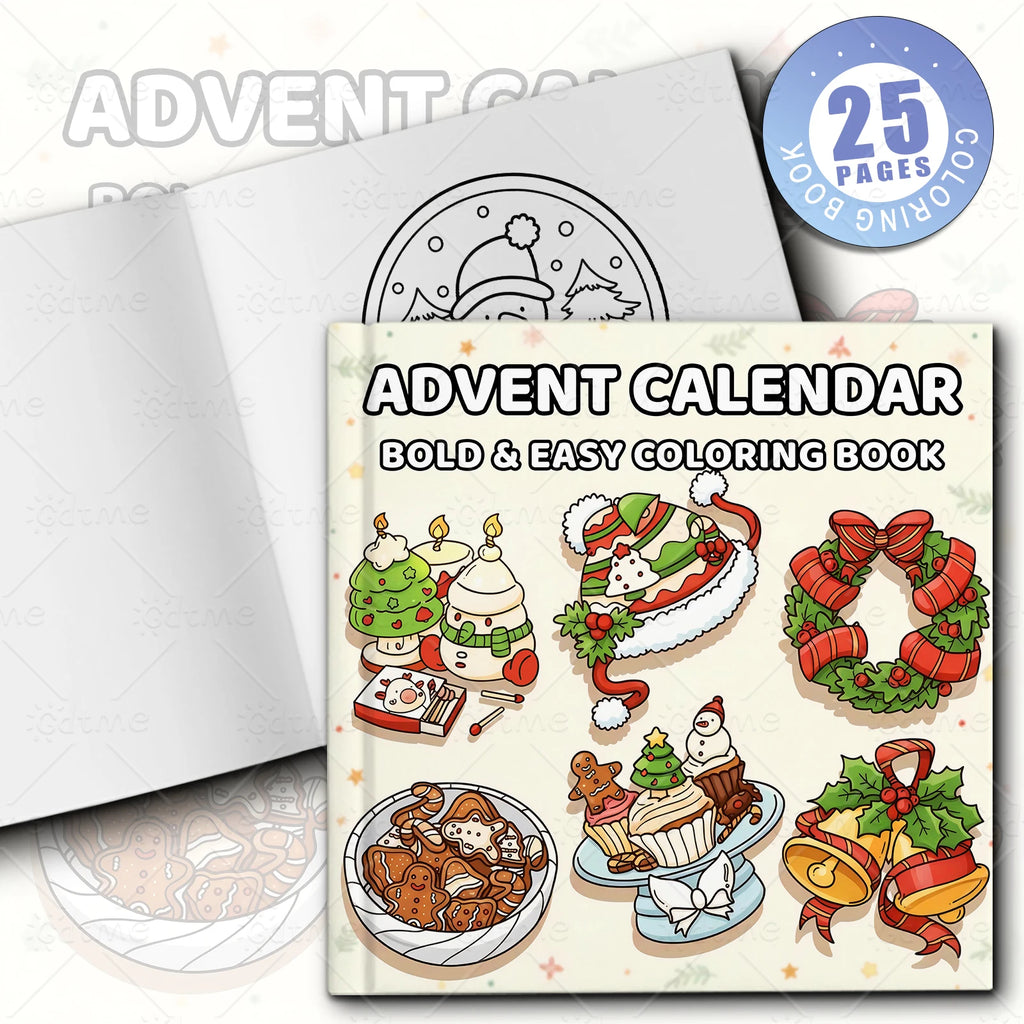 ADVENT CALENIDAR Coloring Book for Adults And Teens 25 pages Christmas Gifts Educational Graffiti Painting Book Drawing ﻿