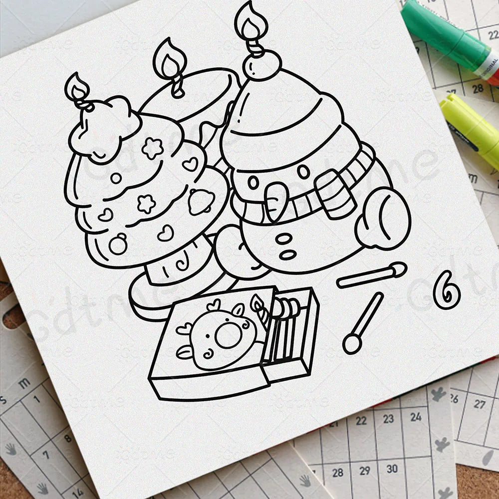 ADVENT CALENIDAR Coloring Book for Adults And Teens 25 pages Christmas Gifts Educational Graffiti Painting Book Drawing ﻿