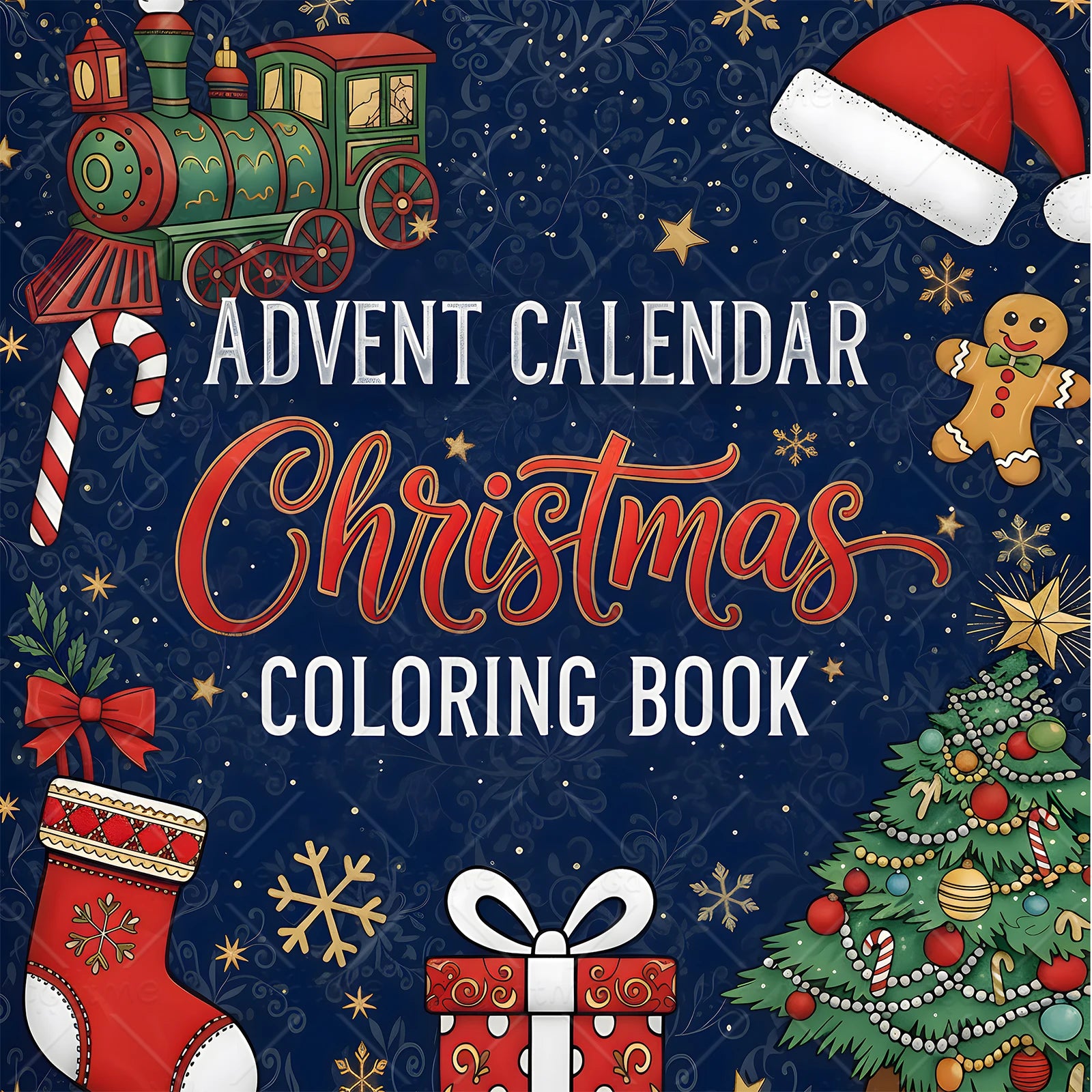 25 DAYSOFF CHRSITMAS Bold-easy Patterns Coloring Book for Adults Cute Drawing Book Perfect Gift for Party and Birthday