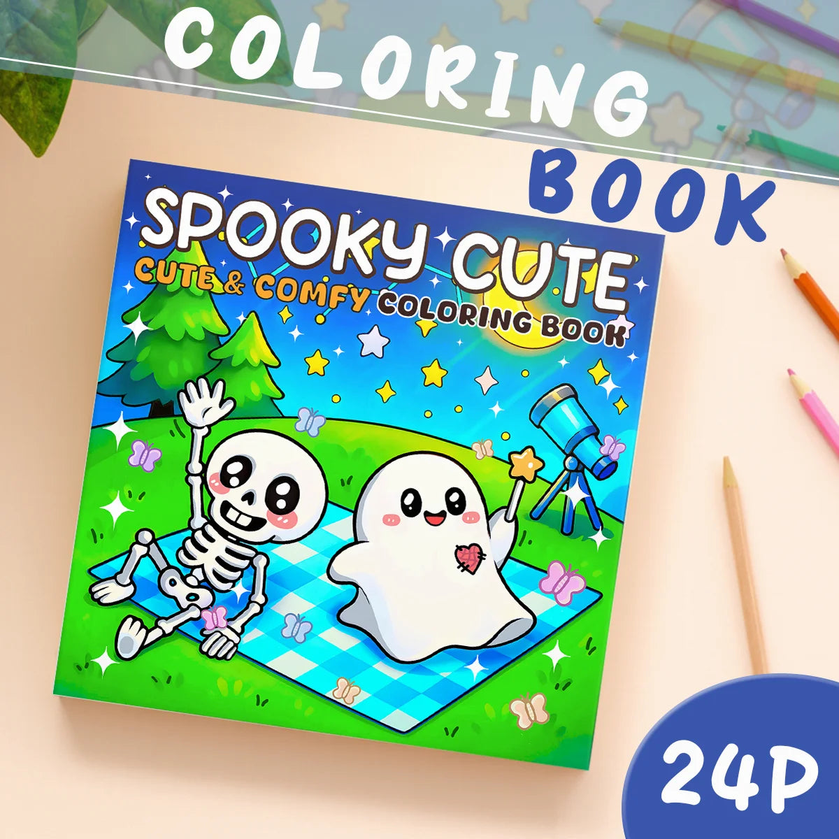1pc SPOOKY CUTE Bold-easy Patterns Coloring Book for Adults And Teens Cute Drawing Book Perfect Gift for Party and Birthday
