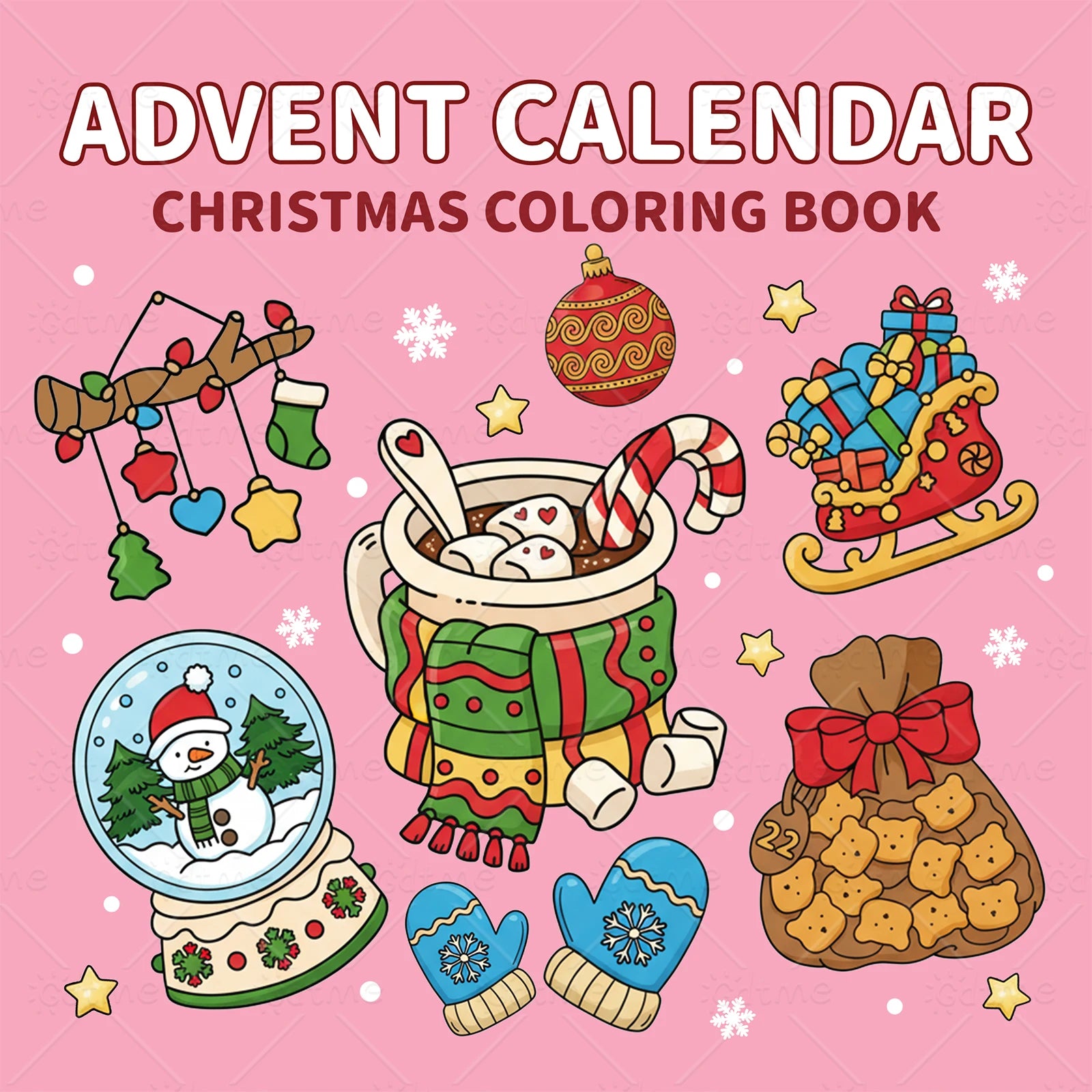 ADVENT CALENDAR CHRISTMAS Bold-easy Patterns Coloring Book for Adults Cute Drawing Book Perfect Gift for Party and Birthday