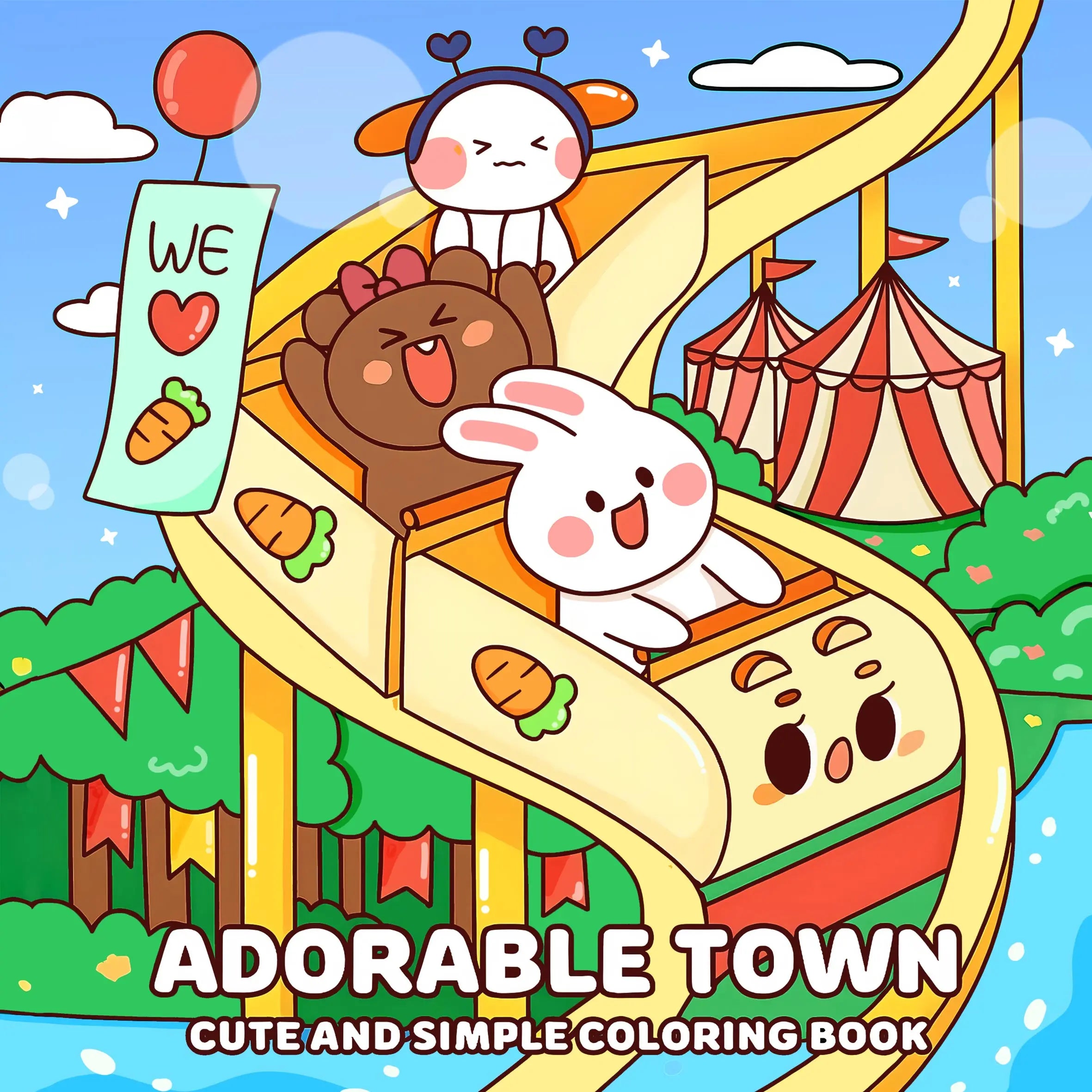 ADORABLE TOWN Bold-easy Patterns Coloring Book for Adults Cute Drawing Book Perfect Gift for Party and Birthday