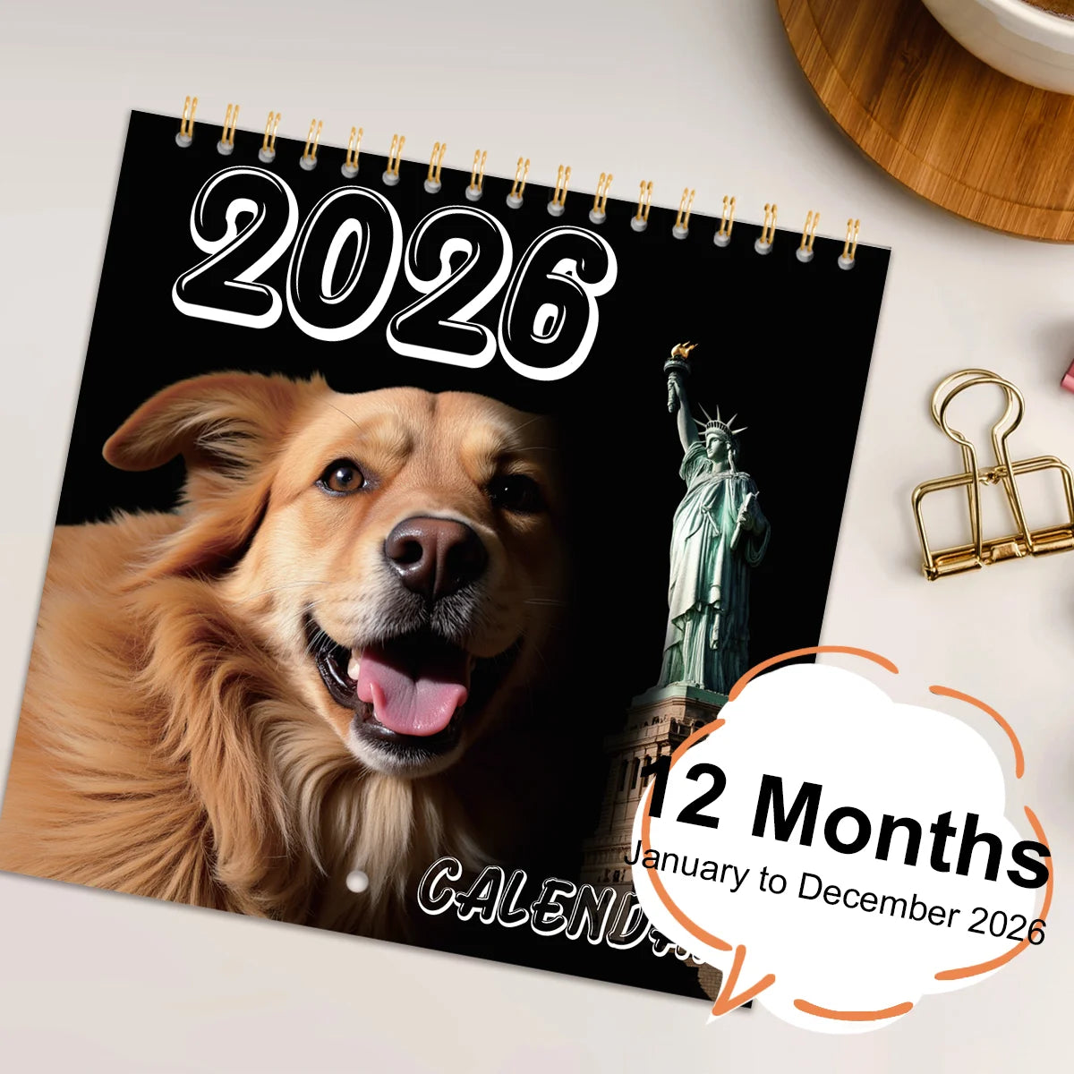 12 Month 2026 Calendar Square Daily Weekly Monthly Planner Fantastic Colors Wall Calendar Cartoon Animal Calendar Home Decor ﻿