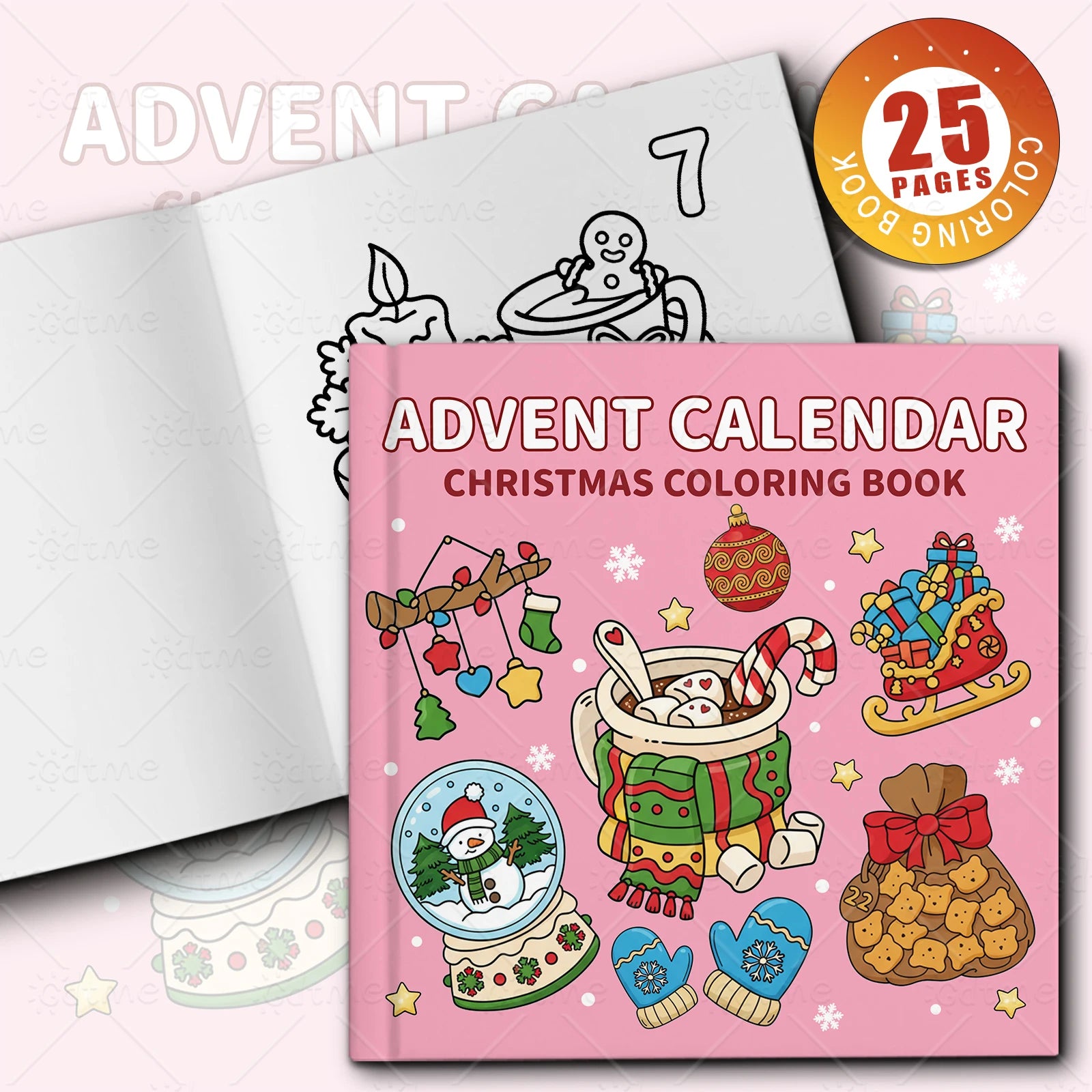 ADVENT CALENDAR CHRISTMAS Bold-easy Patterns Coloring Book for Adults Cute Drawing Book Perfect Gift for Party and Birthday