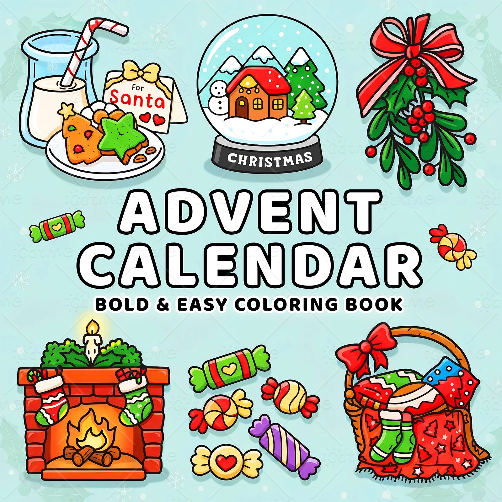 25 DAYSOFF CHRSITMAS Bold-easy Patterns Coloring Book for Adults Cute Drawing Book Perfect Gift for Party and Birthday