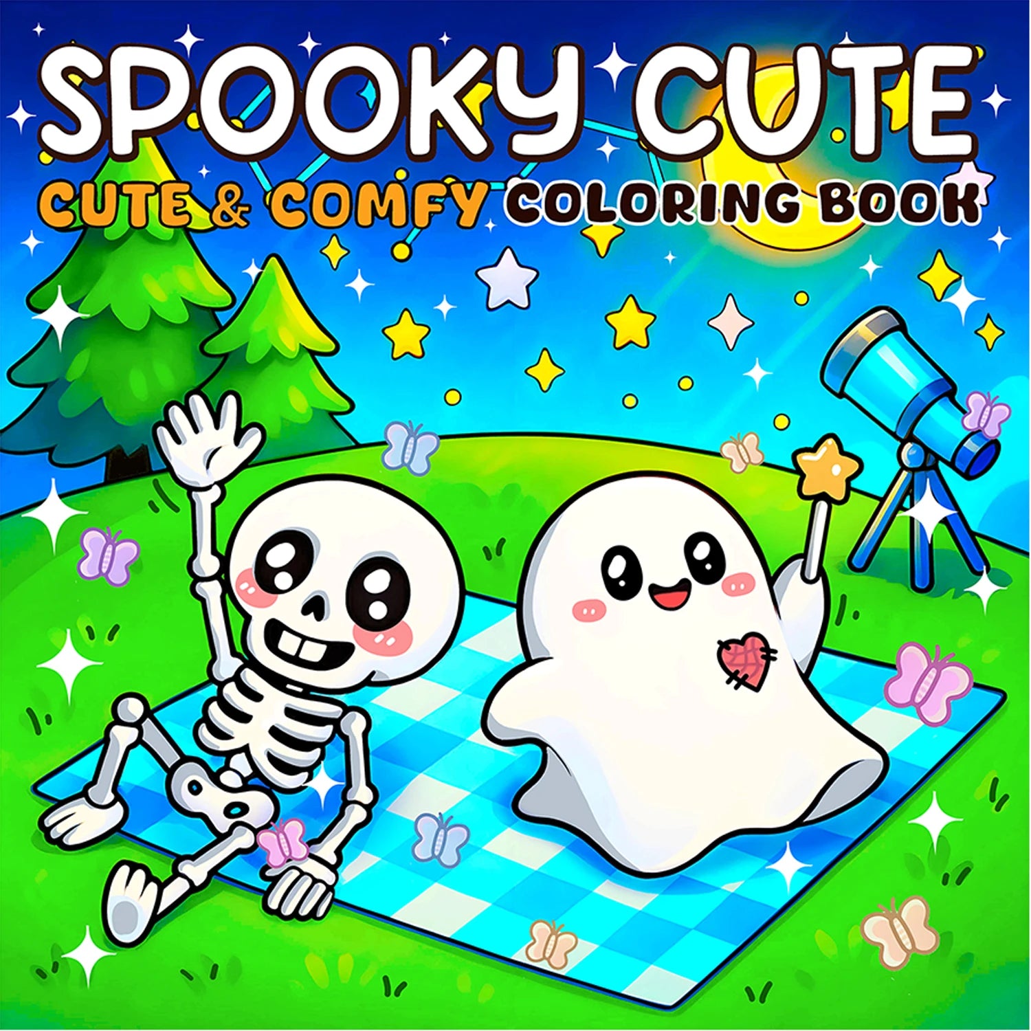 1pc SPOOKY CUTE Bold-easy Patterns Coloring Book for Adults And Teens Cute Drawing Book Perfect Gift for Party and Birthday