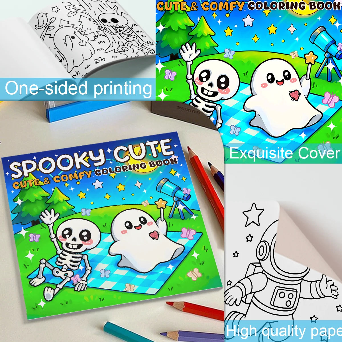 1pc SPOOKY CUTE Bold-easy Patterns Coloring Book for Adults And Teens Cute Drawing Book Perfect Gift for Party and Birthday