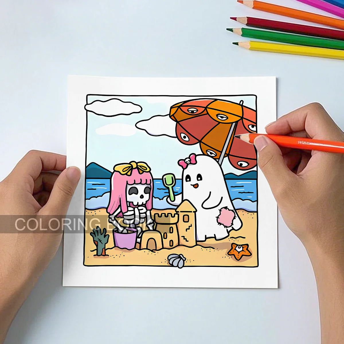 1pc Halloween Coloring Book -Thick Paper for Adults Teens - Cute Cozy Stress Relief Creative Cute Drawing Book DIY Gift Idea ﻿