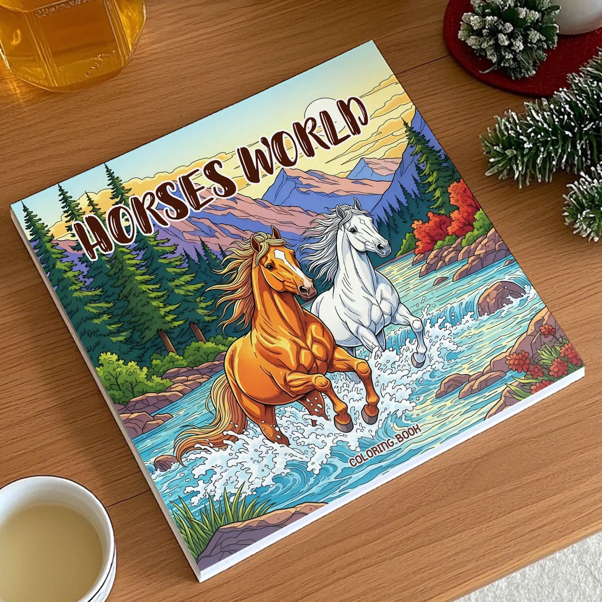 Adult Coloring Book HORSES WORLD Bold-Easy Patterns Cute Horse-Themed Drawings Perfect Gift for Party Or Birthday