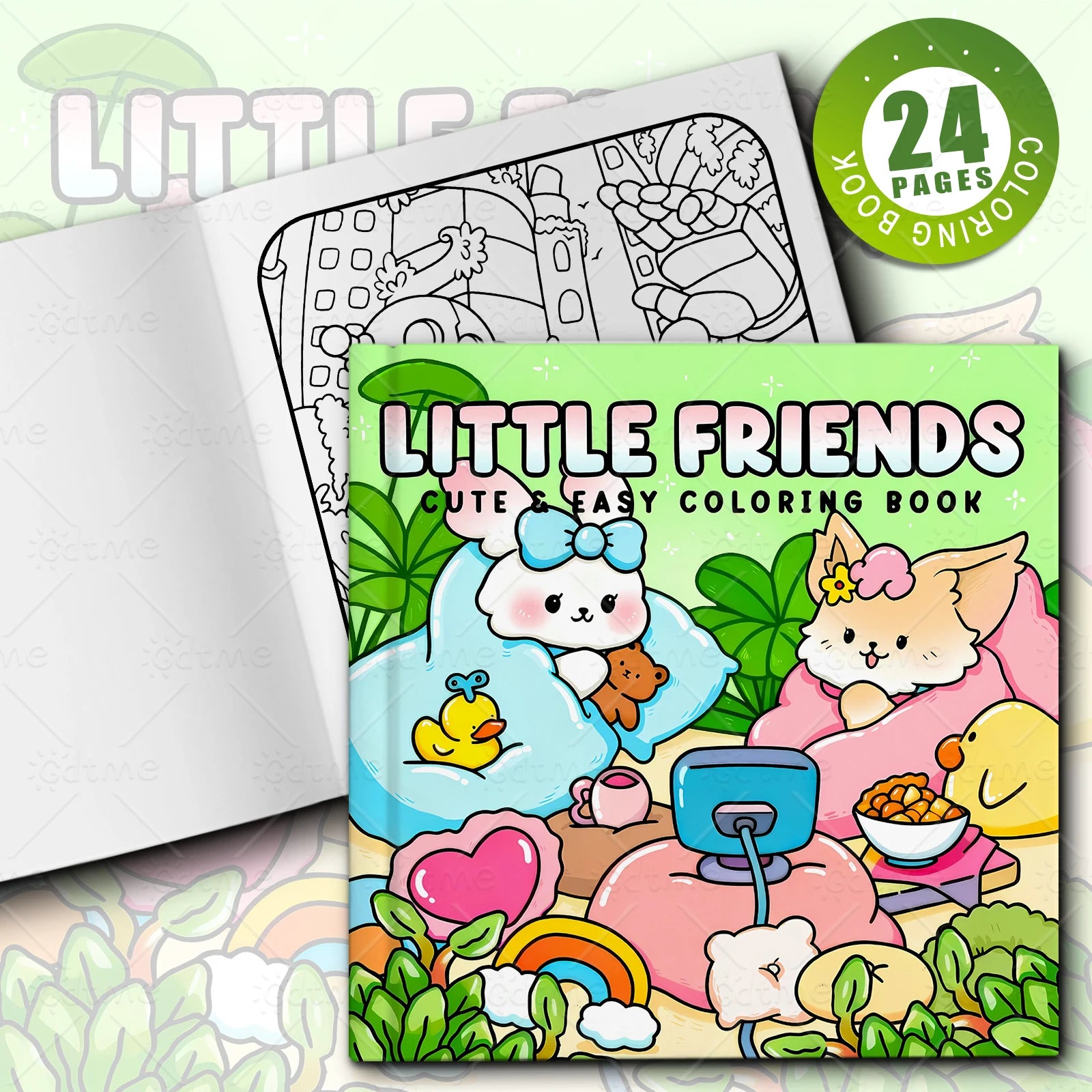 24 Pages LITTLE FRIENDS Coloring Book for Adult | Colouring Book, Drawing Supplies for Christmas, Thanksgiving
