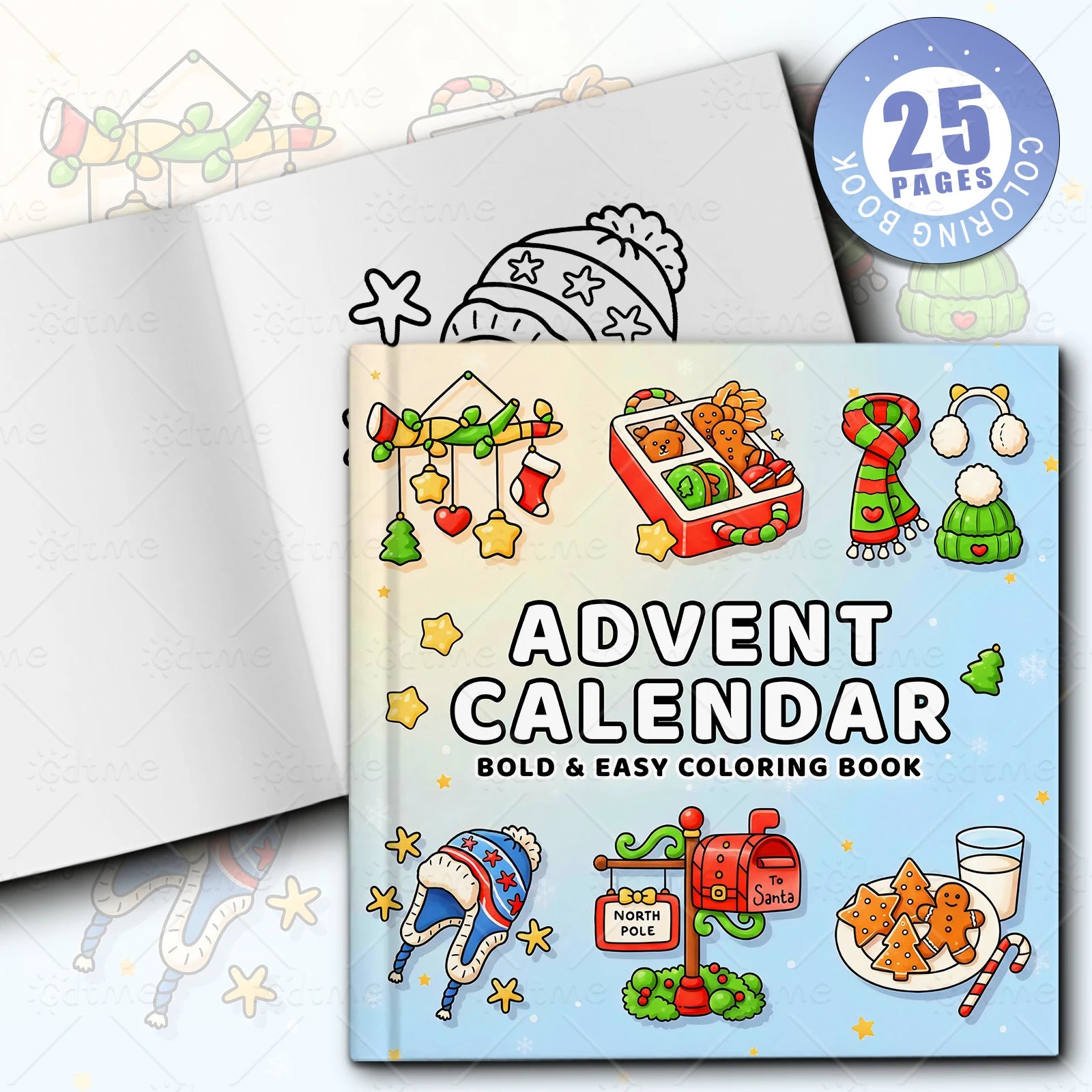 ADVENT CALEINIIDAIR Coloring Book for Adult Christmas Theme Montessori Gift Educational Graffiti Painting Book Drawing Games Toy