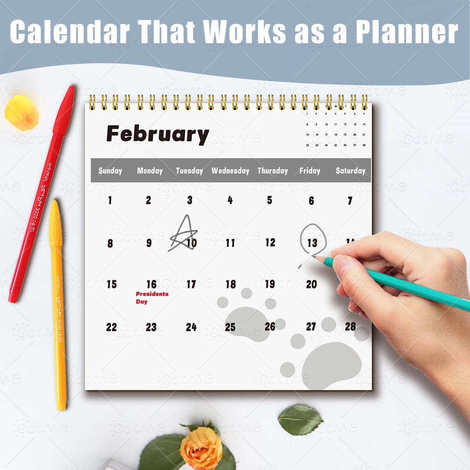 ADORABLE IITTENS CALENDAR Planner with Monthly Layouts - January to December, Birthday & Holiday Gift ,Christmas, Halloween