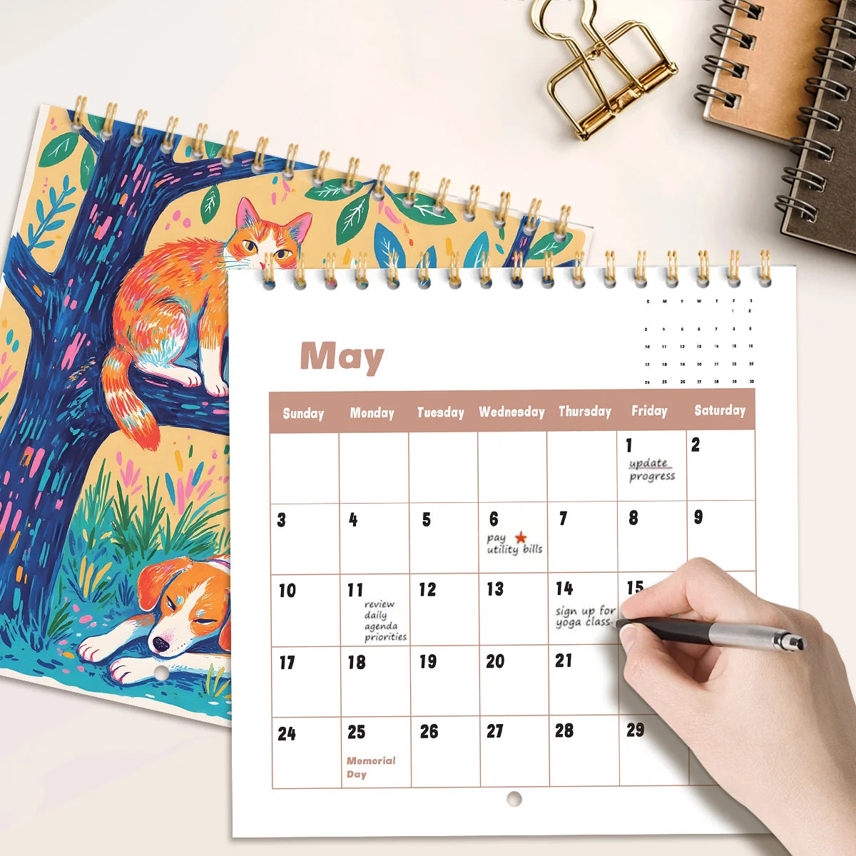 12 Month 2026 Calendar Square Daily Weekly Monthly Planner Fantastic Colors Wall Calendar Cartoon Animal Calendar Home Decor ﻿