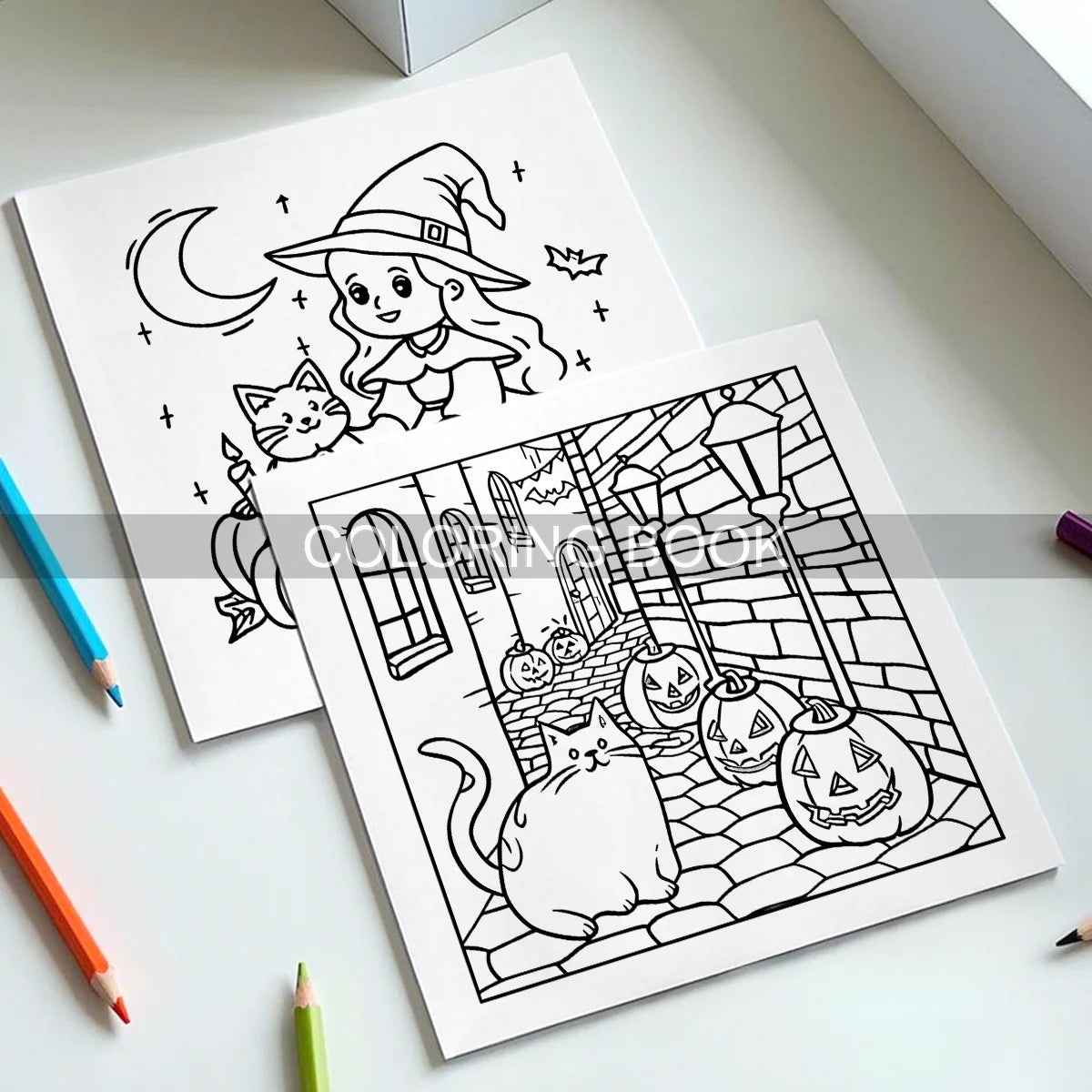 1pc Halloween Coloring Book -Thick Paper for Adults Teens - Cute Cozy Stress Relief Creative Cute Drawing Book DIY Gift Idea ﻿