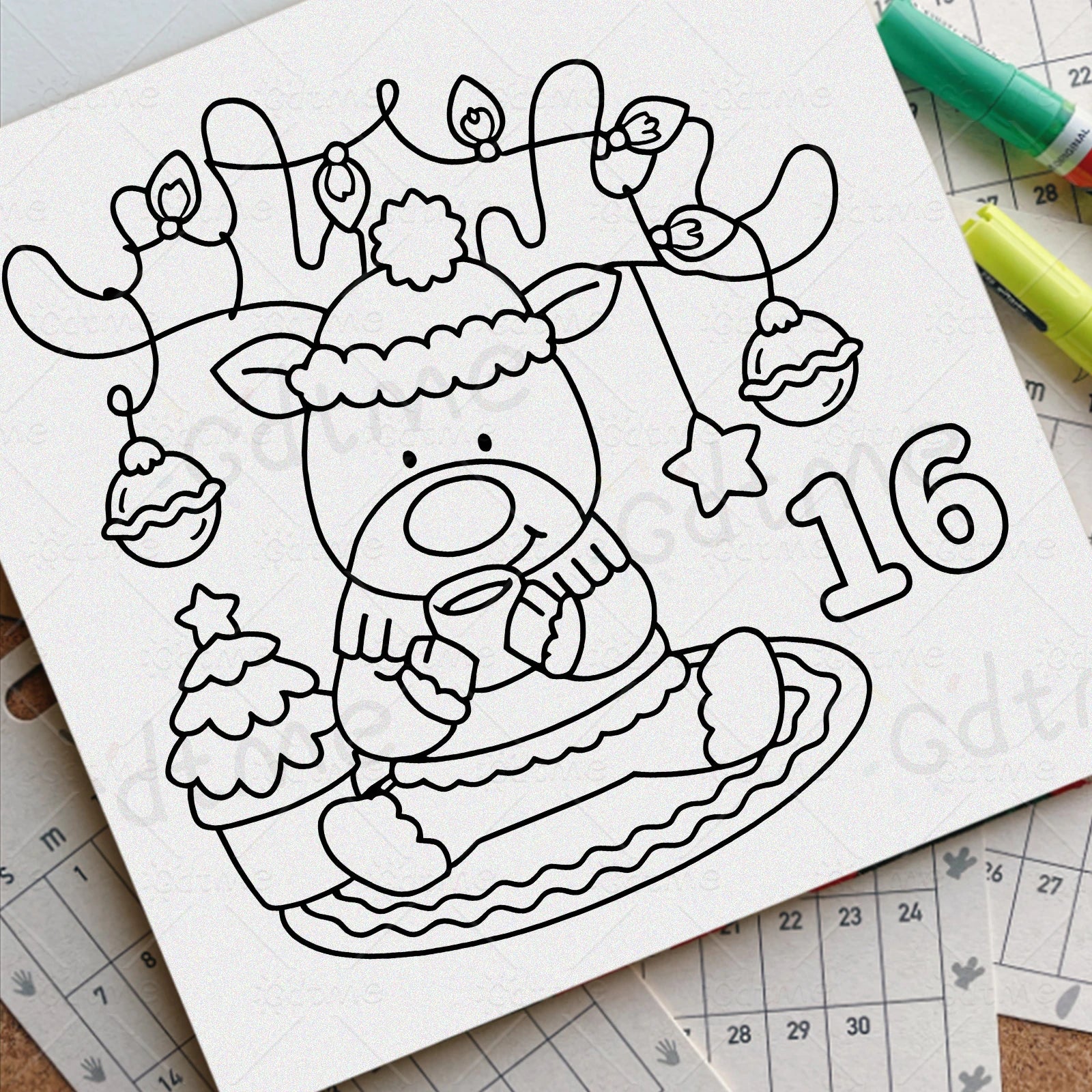 ADVENT CALENDAR CHRISTMAS Bold-easy Patterns Coloring Book for Adults Cute Drawing Book Perfect Gift for Party and Birthday