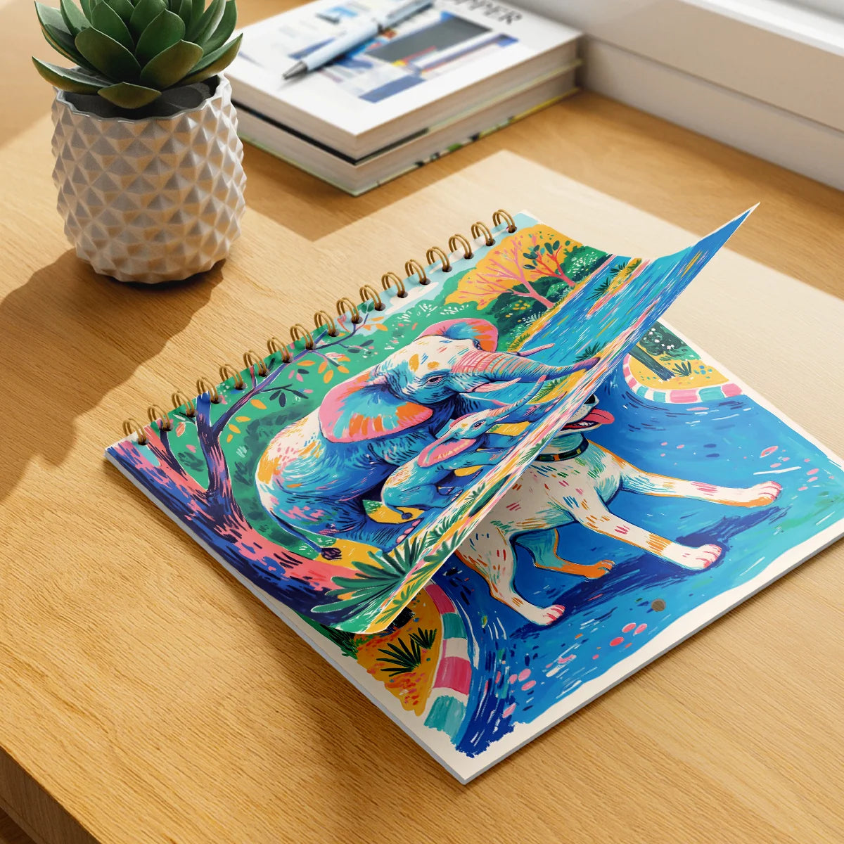 12 Month 2026 Calendar Square Daily Weekly Monthly Planner Fantastic Colors Wall Calendar Cartoon Animal Calendar Home Decor ﻿